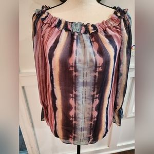 INC off the shoulder multi colored blouse
